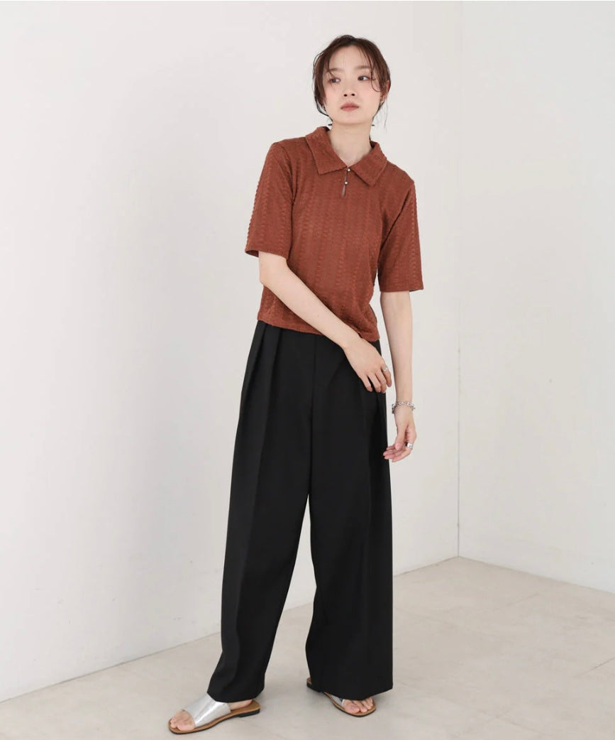 [JP] Cut lace polo Tee