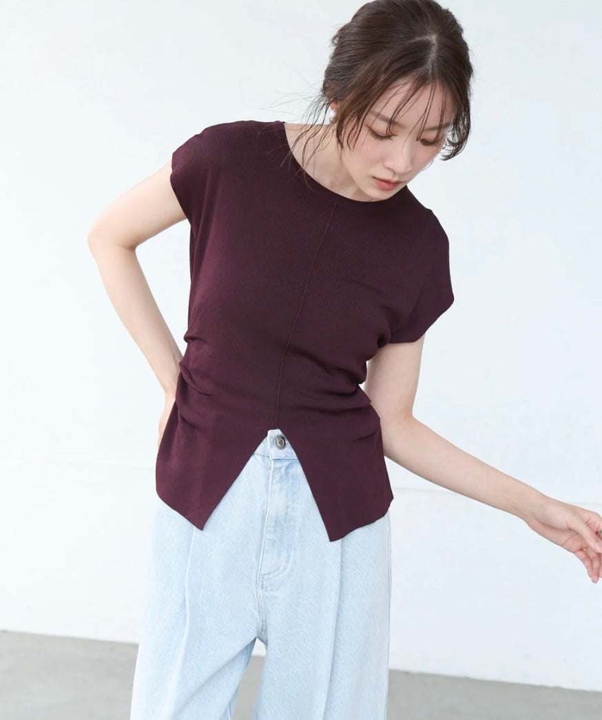[JP] Front slit summer knit T-shirt