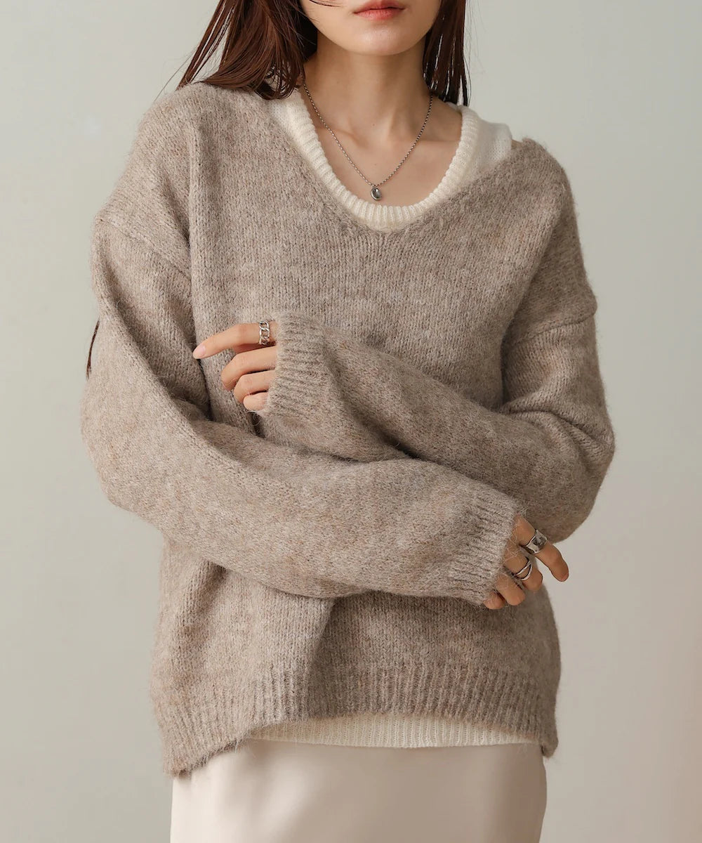 [JP] v-neck knit pullover with tank