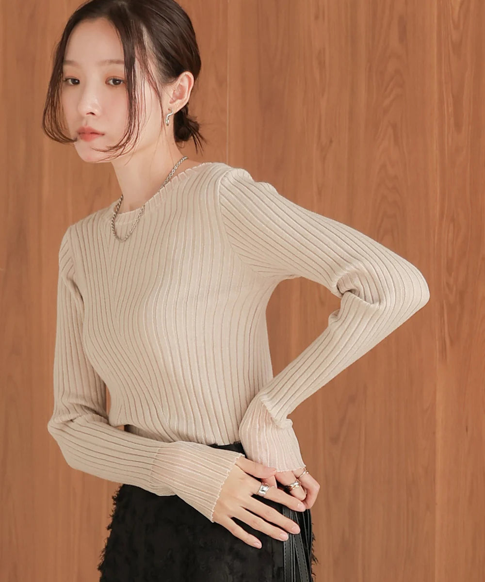 [JP] sheer rib knit tops