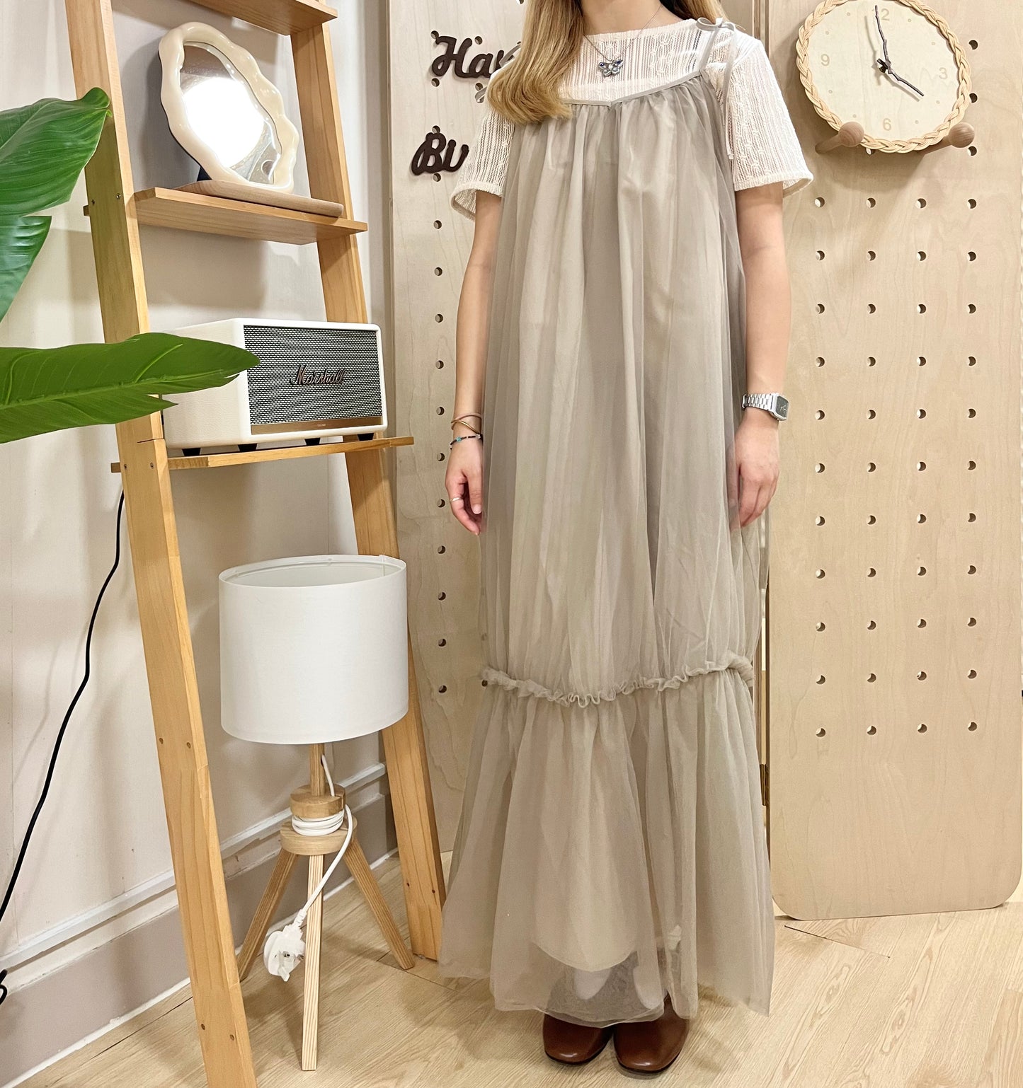 [JP] Tulle tiered camisole onepiece