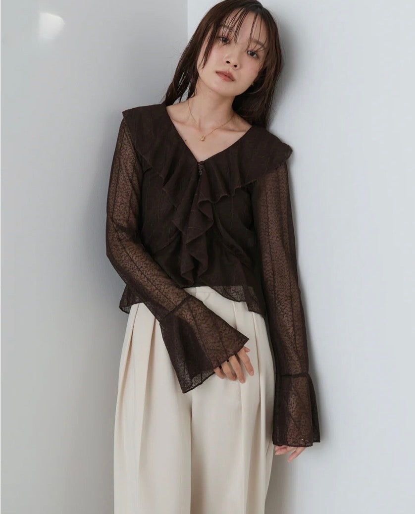 [JP] Sheer Frill Blouse
