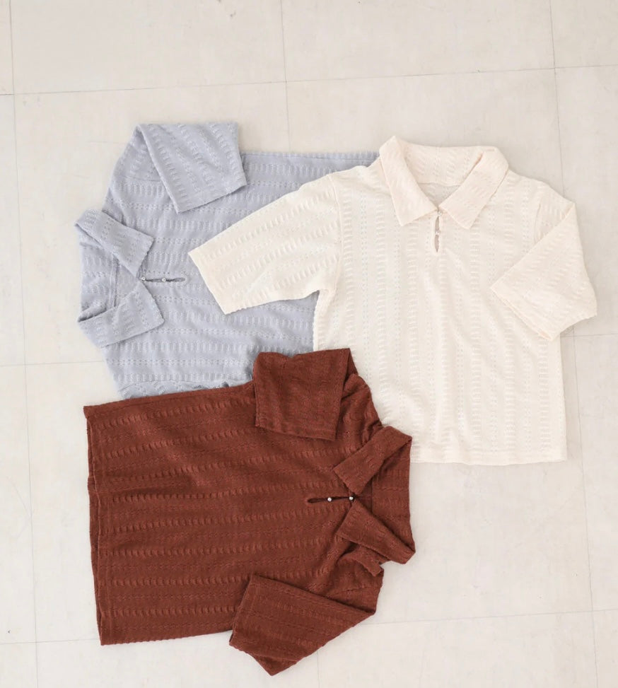 [JP] Cut lace polo Tee