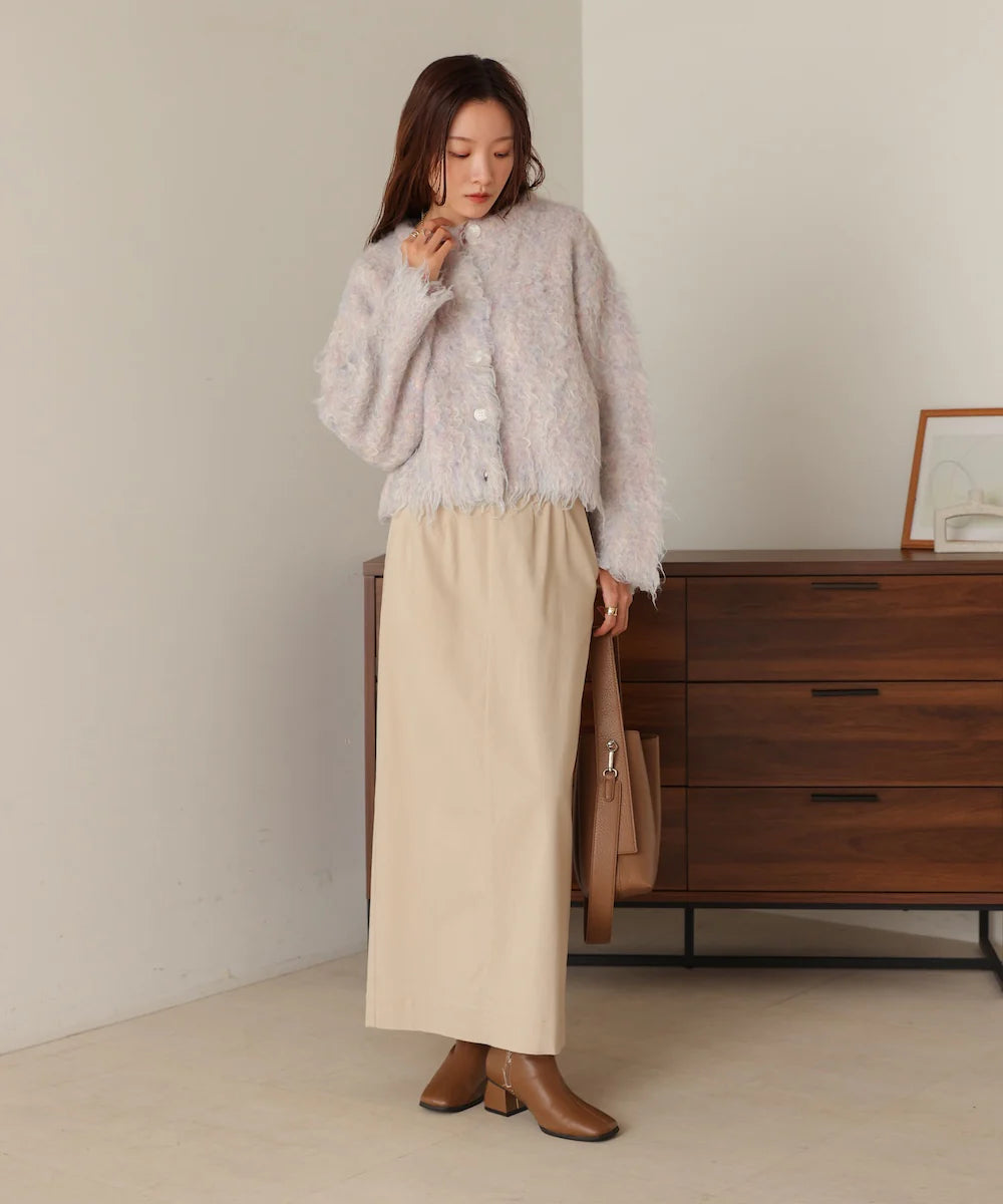 [JP] mix shaggy knit cardigan