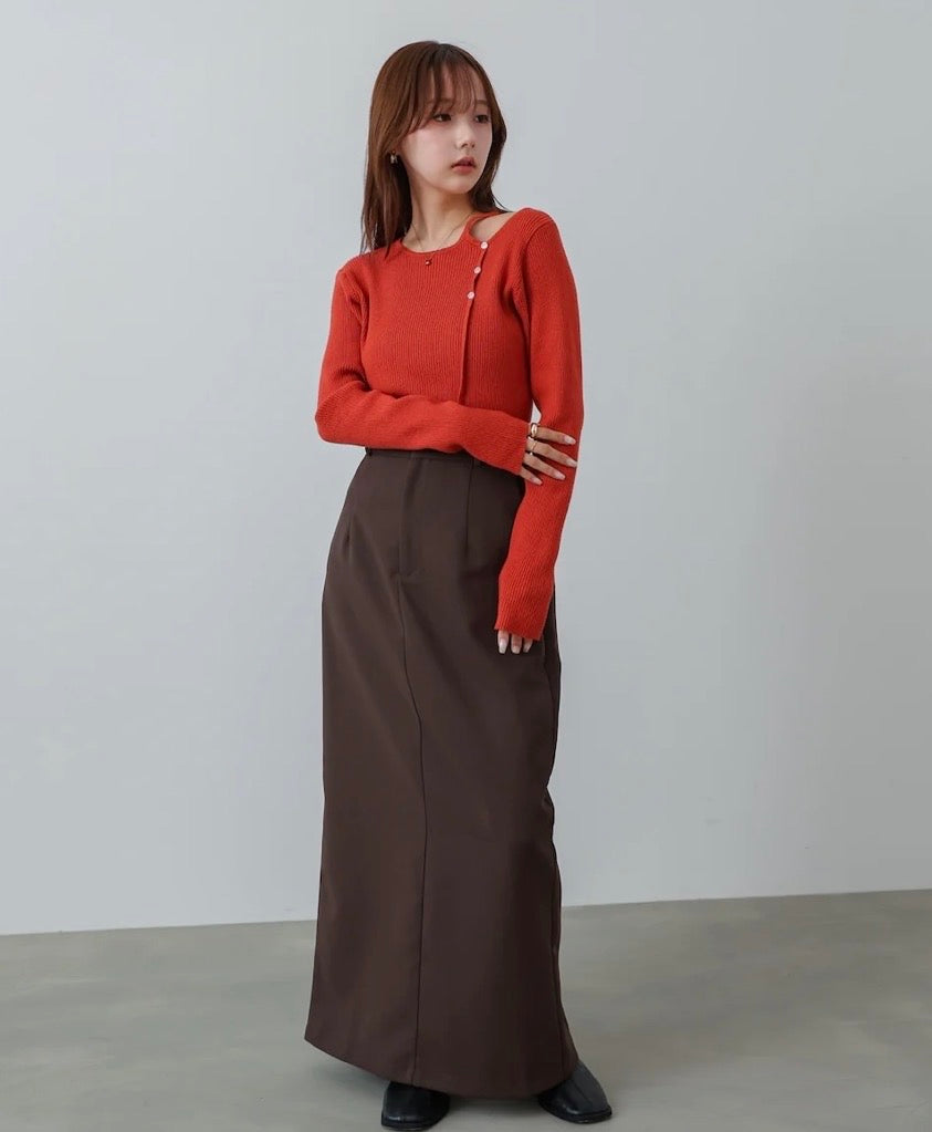 [JP] Shoulder slit knit tops