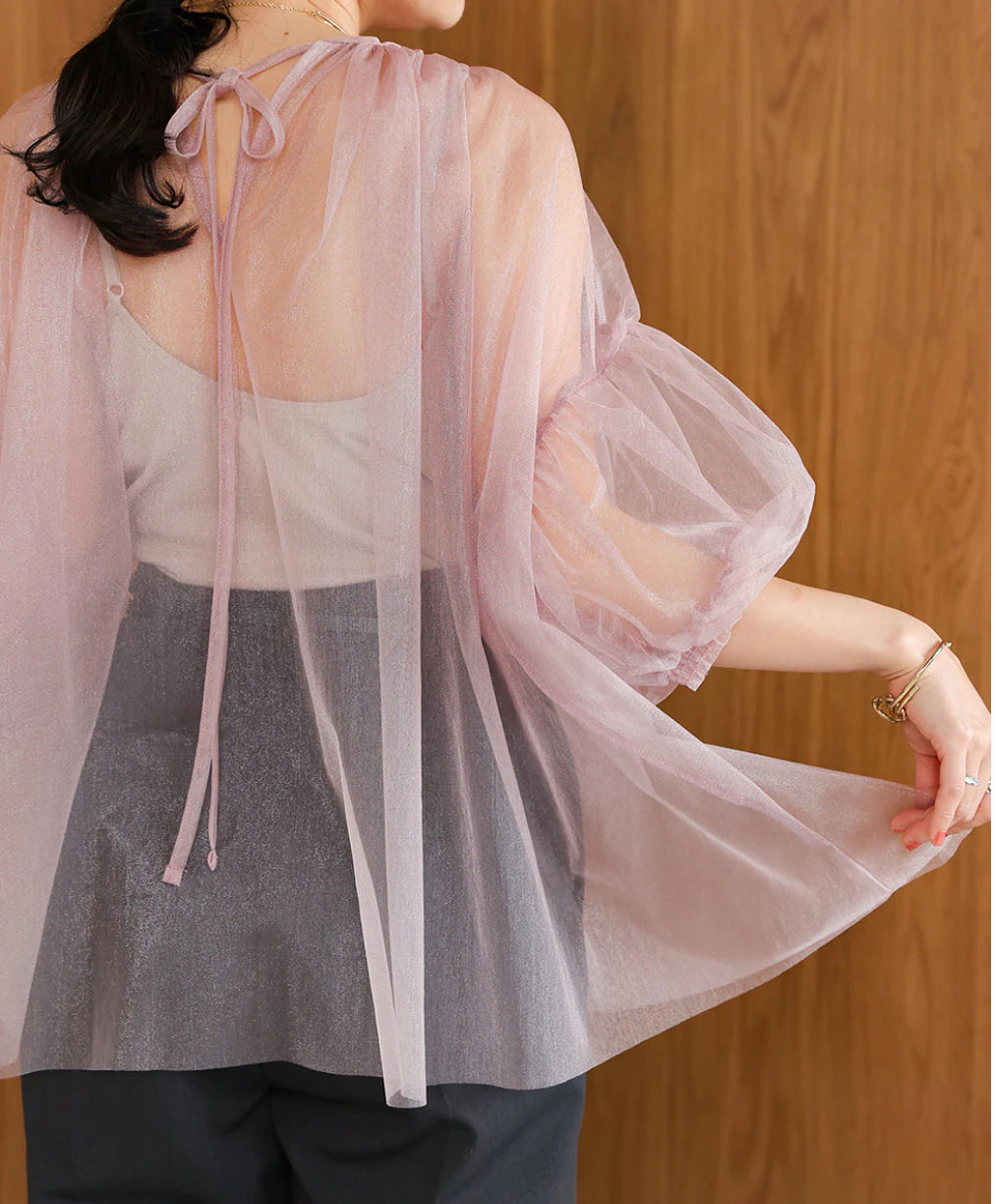 [JP] TULLE LAME GATHERED TOPS