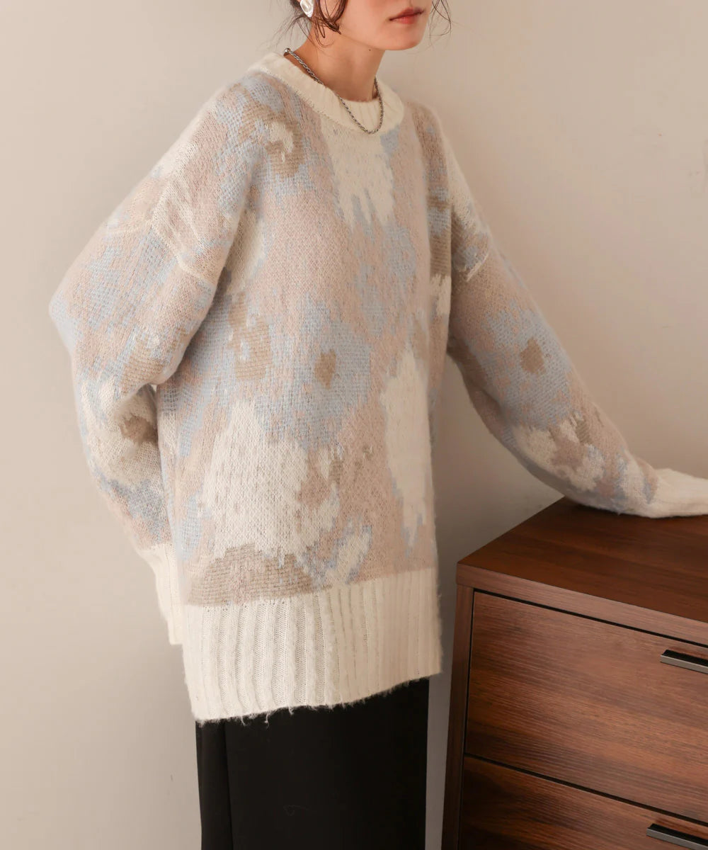 [JP] nuanced patterned knit top