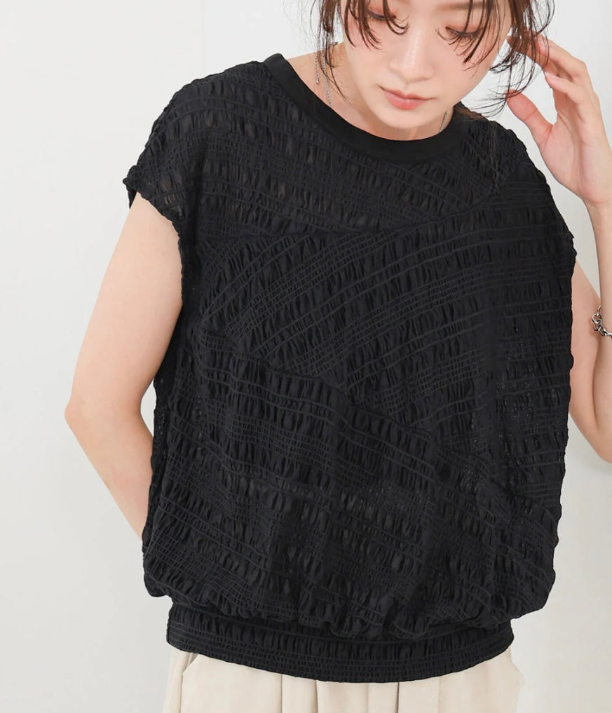 [JP] Shirring switching tops