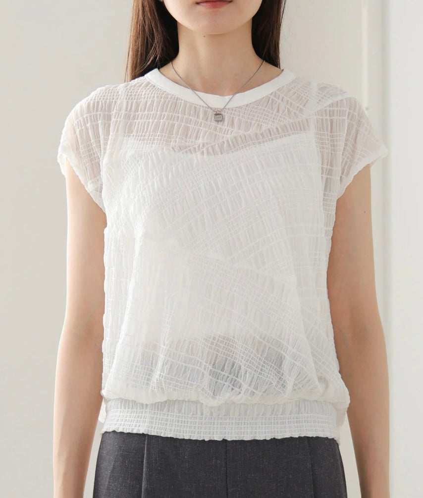 [JP] Shirring switching tops