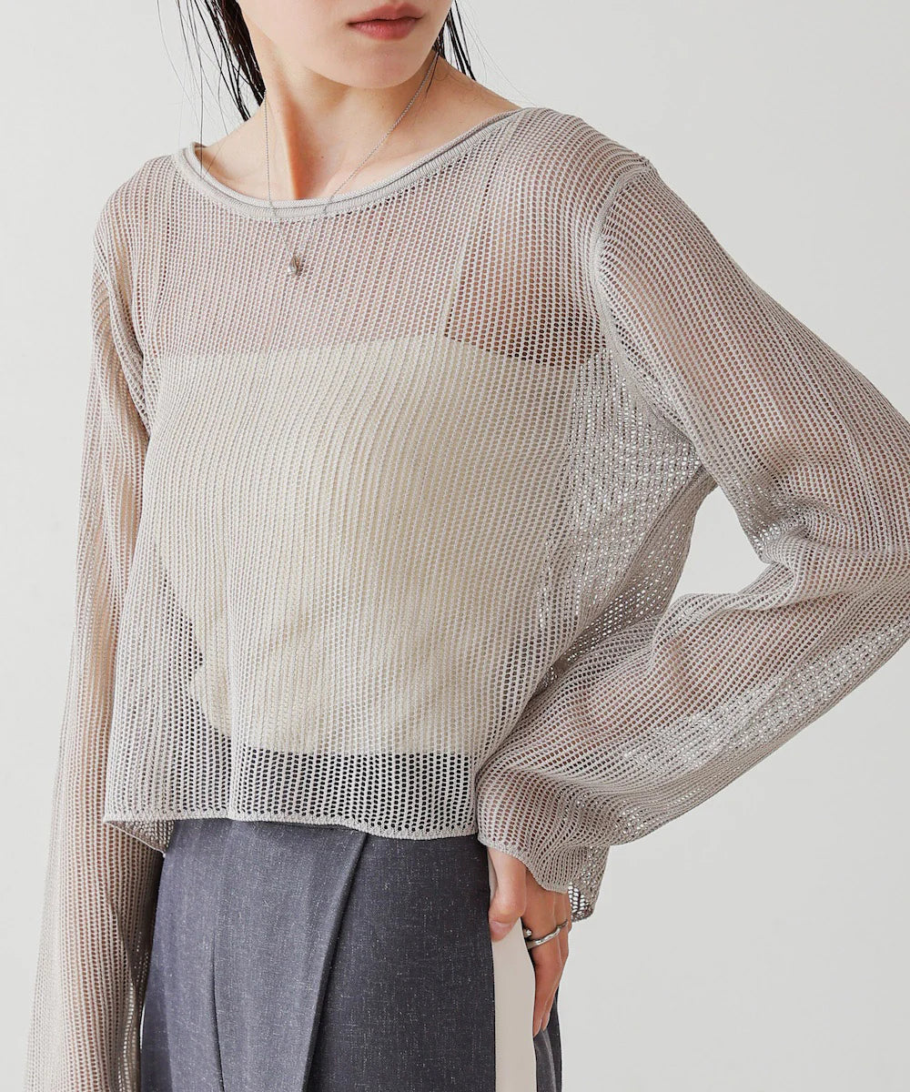 [JP] Back Design Mesh Knit Tops