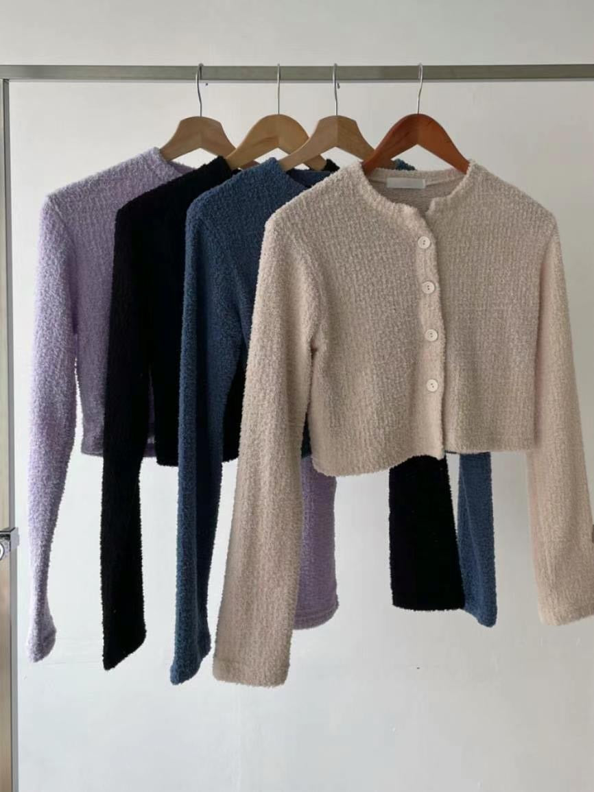 毛巾料短版cardigan